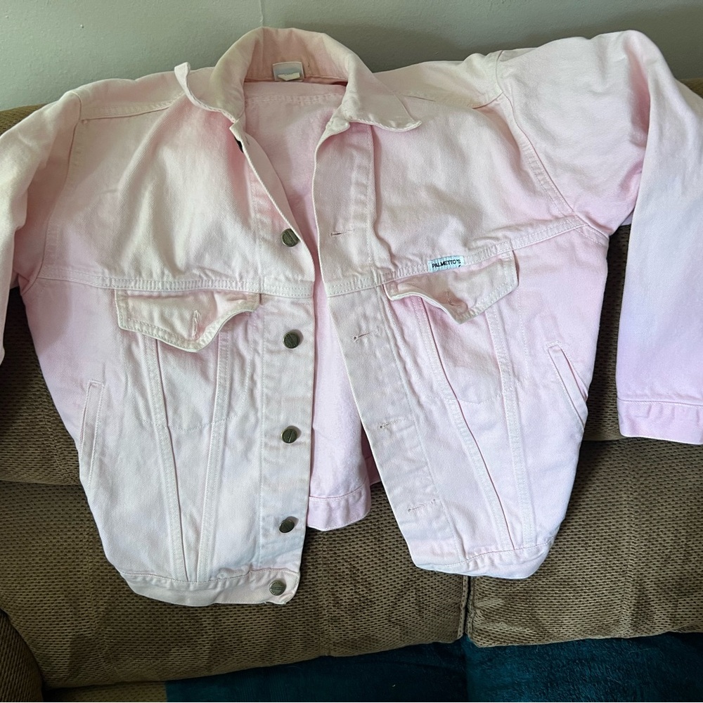 Pink Palmetto Denim Jean Jacket - JR size Large